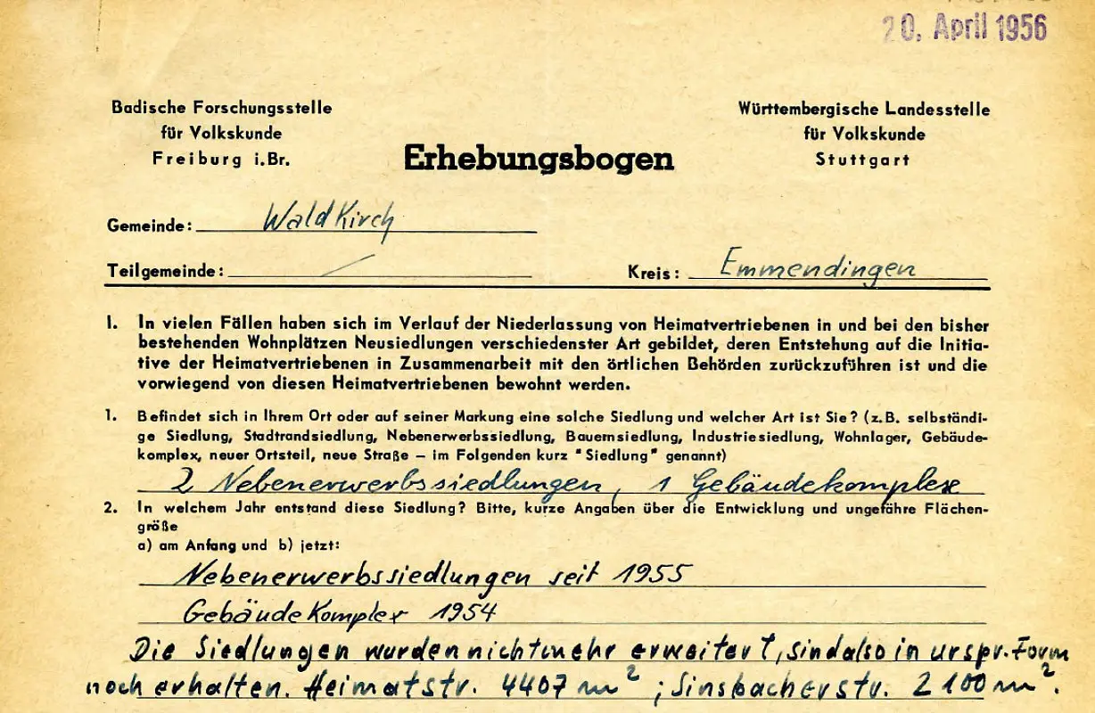 Ein vorgedruckter Formular. Ausschnitt.