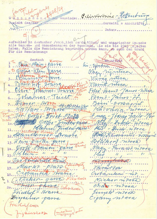 Handgeschriebenes Blatt mit vielen Korrekturen, die mit rotem Stift vorgenommen wurden.