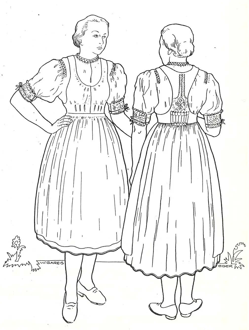 Schlicht „deutsch“ – Skizze der erneuerten Egerer Frauen-Tracht.