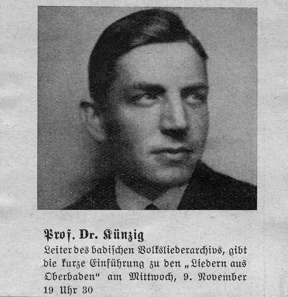 Informationen zu einer Vorstellung von Professor Dr. Künzig.