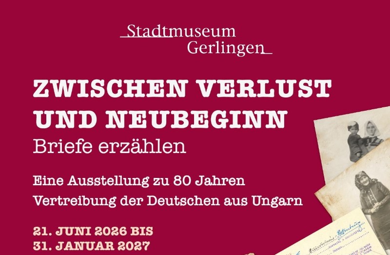 Ausschnitt aus einem Plakat mit Text. Am Rand abgeschnittene alte Fotos.